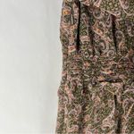 Love Riche  Chiffon Olive Paisley Ruffle Long Sleeve‎ Peasant Tiered Maxi Dress M Photo 12