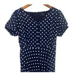 J.Crew Classy Lightweight Polka Dot Lined Short Sleeves Midi Dress 4 Navy Blue Photo 2