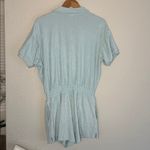 Aerie Offline Summer Lights Blue Romper Terrycloth Vacation Snap Close Collared Photo 8