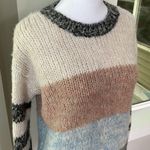 American Eagle Blush Light Blue Gray Striped Chunky Knit Oversized Sweater Sz XS Photo 1