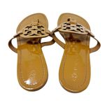 Tory Burch  Tan Caramel Patent Leather Miller Classic Designer Logo Sandals Sz 9 Photo 2