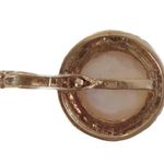 14K 585 Real Pearl Yellow Gold Round w Diamond Frame Pendant White Photo 2