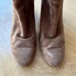 Lucky Brand Ravynn Brown Faux Suede and Leather Block Heel Booties, Tan, 10 Photo 6