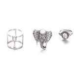 Boutique Vintage Style Elephant 3 Piece Ring Set Adjustable BN2 Photo 2