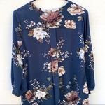 C & E Womens size small button up teal floral tunic top relaxed flowy fit Photo 3