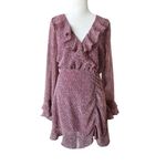 Lulus LULU’S Zoelle Burgundry Floral Print Ruffle Mini Dress Sz M Photo 5