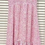 Lost + Wander  Pink Floral Ruffle Cap Sleeve Flowy Tiered Midi Dress Cottagecore S Photo 0