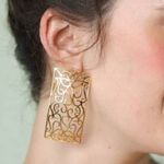 Anthropologie New! Anthro Gold Lattice Earrings Photo 0