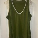 Women’s Green V Neck Lace Trim Blouse size 2XL Photo 0