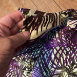 Charter Club  100%‎ Linen Purple and Green A-Line Skirt Size 6 Petite side zip Photo 2