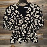 Hunter Bell  Leighton Blouse- Black and White cheetah print- Women's Top- size 4 Photo 1