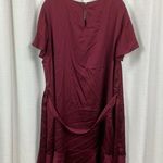 Loft  Plus Burgundy Red Satin Ruffle Hem Shift Dress Sz.18W NWT Photo 7