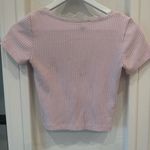 Forever 21 Pink Ribbed Button Front Short Sleeve Top Women’s Small Photo 3