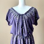 Parker | Purple Drop Waist Embroidered Off-Shoulder Peasant Dress Sz S Photo 0