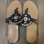 Jack Rogers  Georgica Gold and Navy leather Sandals size 6 Photo 2
