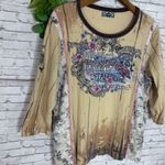 Vintage Y2K Vanilla Sugar Wild West Lace Panel Graphic Tee Tan Size 1X Photo 3