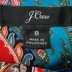 J.Crew High Waisted Paisley Shorts Blue Size 8 Belt Tie Ratti Mediterranean Photo 2