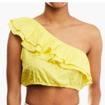 ZARA Yellow Eyelet Ruffle One Shoulder Crop Top Size L NWT Photo 0