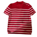 Talbots ‎ Mockneck Button Shoulder Striped Sweater Size Large Photo 3