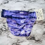 Lucky Brand NWT Women XS Untamed Purple Black Tie Dye Shirred Bikini Bottom Photo 0