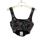 Free People Galaxy Corset Tank Top Size Small Mesh Black Gray Floral Cropped NWT Photo 2