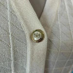 St. John Collection  Basics Vintage Cream Short Sleeve Knit V-Neck Cardigan S Photo 1