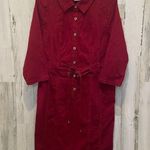Marilyn Monroe Monroe & Main Denim Collared Corset Belted Dress- Burgundy Maroon size 12 Photo 0