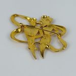 Vintage Signed JJ Gold Tone Art Deco Couple Man and Woman Hat Fashion Brooch Pin Photo 3