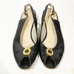 Salvatore Ferragamo  Peeptoe Slingback Sandals Patent ITALY Black Size 8.5B Photo 2