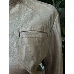 Bebe  Women's Metalic Beige 100% Leather Long Sleeve High Neck Front Zip Jacket L Photo 4