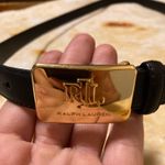 Ralph Lauren Women’s vintage XL gold buckle  black genuine leather belt! Photo 0