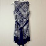 AB Studio Women’s Sleeveless Patchwork Midi Dress Blue White Size XL EUC Photo 7