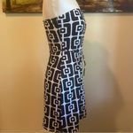 Y2K ENT Mod Geometric Print Strapless Mini Dress Bandeau Medium M VTG Vintage Black Photo 2