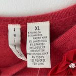 Twiggy Angora Crop Salmon Pink Tulle Flower Rhinestone Sweater XL Photo 5