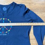 Life is Good Long Sleeve V Neck Peace Christmas SZ XL T Shirt Blue Photo 5