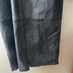 Vintage 90s Ladies Black Leather Trench Coat Full Length Long Large 80s Mob Wife Photo 6