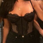 Urban Outfitters UO Out From Under Modern Love Corset Top L Sheer Lace Bustier Romantic Sexy Vamp Photo 5