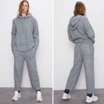 ZARA Wide Leg Ribbed Knit Thick Sweat Pants in Gray Winter Lounge Size Medium Photo 10