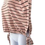 Lucky Brand  Striped Short Sleeve Top With Side Ties Pink Size Medium Photo 4