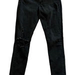 Abercrombie & Fitch distressed black denim jeans with raw hem Photo 0