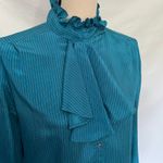 Jonathan Martin Vtg 80s  Ruffle Neck Womens Top Sz 11/12 Coquette Secretary Retro Photo 1