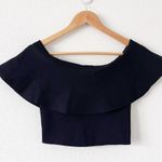 Babaton Aritzia  Marek Knit Off the Shoulder Crop Top in Black Photo 1