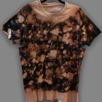 Black Brown Tan Bleached Distressed T Shirt Size L Photo 2