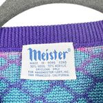 MEISTER Vintage Multicolored Bright Neon Printed Wool Blend Sweater FLAWED Small Photo 2