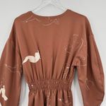 ZARA Matisse dress M balloon sleeve impressionist all over print women brown Photo 3