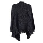 Planet Gold  Cardigan Sweater Asymmetrical Fringed Hem Open Black Gray Size XL Photo 1