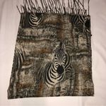 Francesco Biasia Zebra Wool Scarf Made in Italy Unisex Brown Photo 0