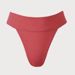 Berlook Red Ribbed High Cut Wide Waistband Bikin Bottom ONLY 70 Size L Photo 5