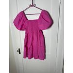 A New Day  Hot Pink Barbiecore Poplin Puff Sleeve Milkmaid Mini Dress Medium Photo 5
