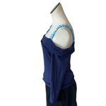 Free People NWOT  Off The Shoulder Long Sleeve Lace Trim Top Navy Photo 2